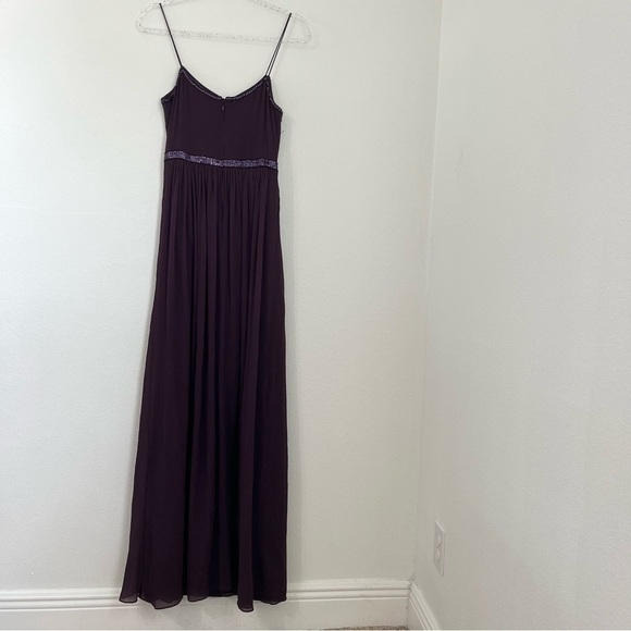 Adrianna Papell Formal Sleeveless Bead Bodice Chiffon Gown Color Purple Size 8 - Picture 7 of 11
